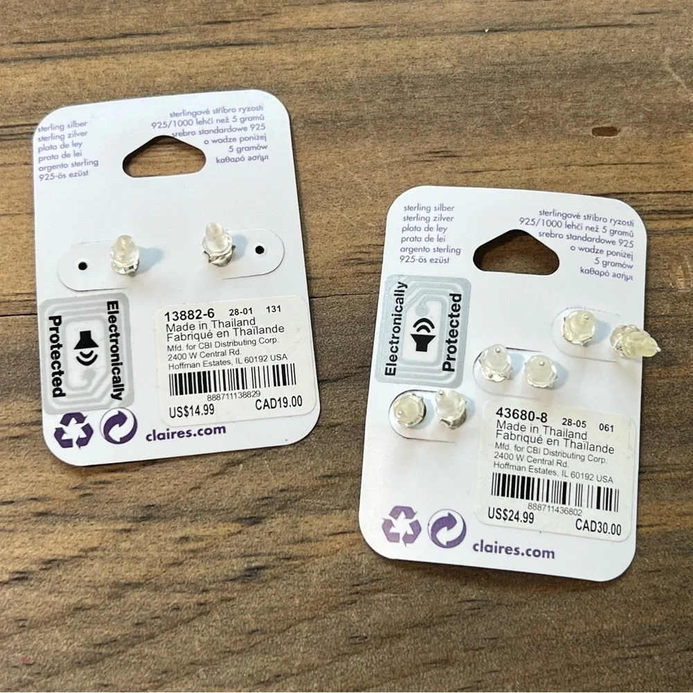NEW Claire's Sterling Silver Unicorn Butterfly & Gemstone Stud Earring Set Kids‎